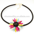 Fashionable Ivory sunflower waxed cord necklace with ramel pendant